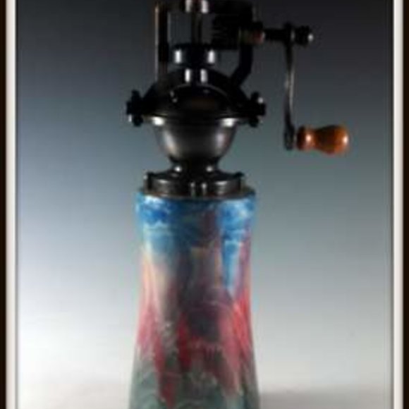 "Antique" Style Pepper Mill turned of Arbor Vitae with Tie Dyed Colors