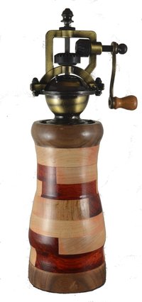 #2244 "Antique" Style Pepper Mill, Maple, Paduck & Walnut