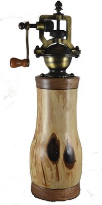 #2246 r  "Antique" Pepper Mill Spaulted Beech, Black Walnut