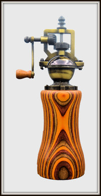 #2421 "Antique" Pepper Mill in Layers of Orange and Brown