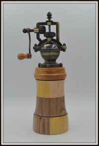 #2541 Antique Pepper Mill...Mixed wioods with Marblewood and Yellowheart