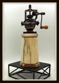 #2723 Antique Pepper Mill Spaulted Elm with Multi Wood Accents
