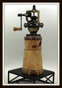 #2725 Antique Pepper Mill spaulted maple, figured cherry