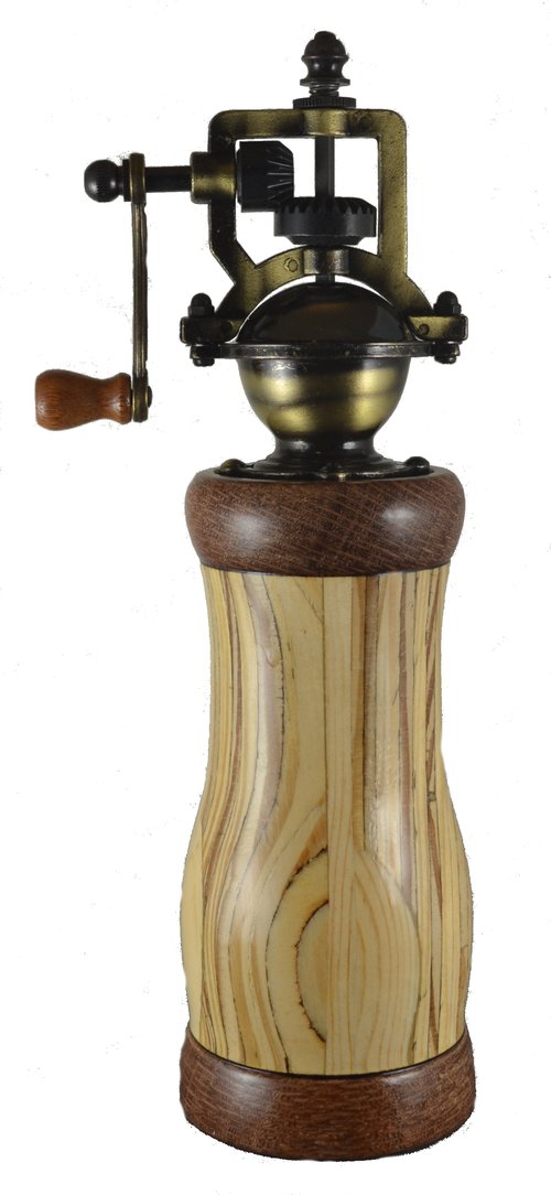 #2248 r  "Antique" Pepper Mill Recycled Plywood & Lacewood