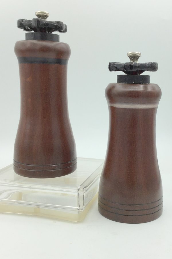 #2027 & #2028 Valve Handle Topped Salt & Pepper Mills Zapote W