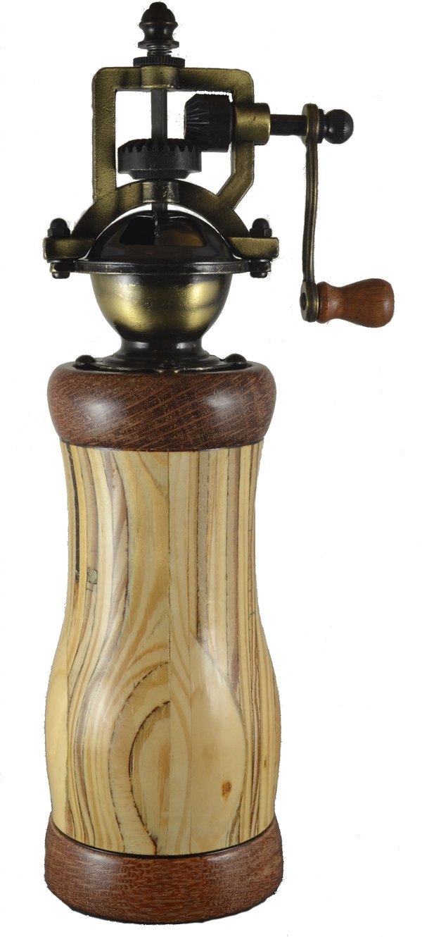 #2248 "Antique" Pepper Mill Recycled Plywood & Lacewood