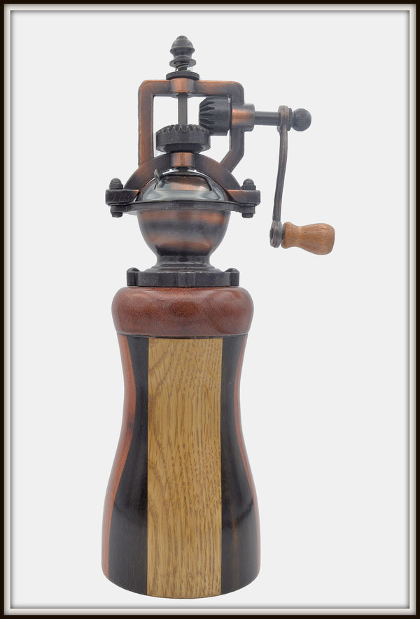 #2377 "Antique" Style Pepper Mill Multi-Wood