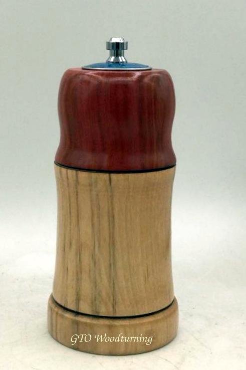 #2770—Combination Pepper Mill & Salt Shaker iwith Red Birch & Red Heart woods